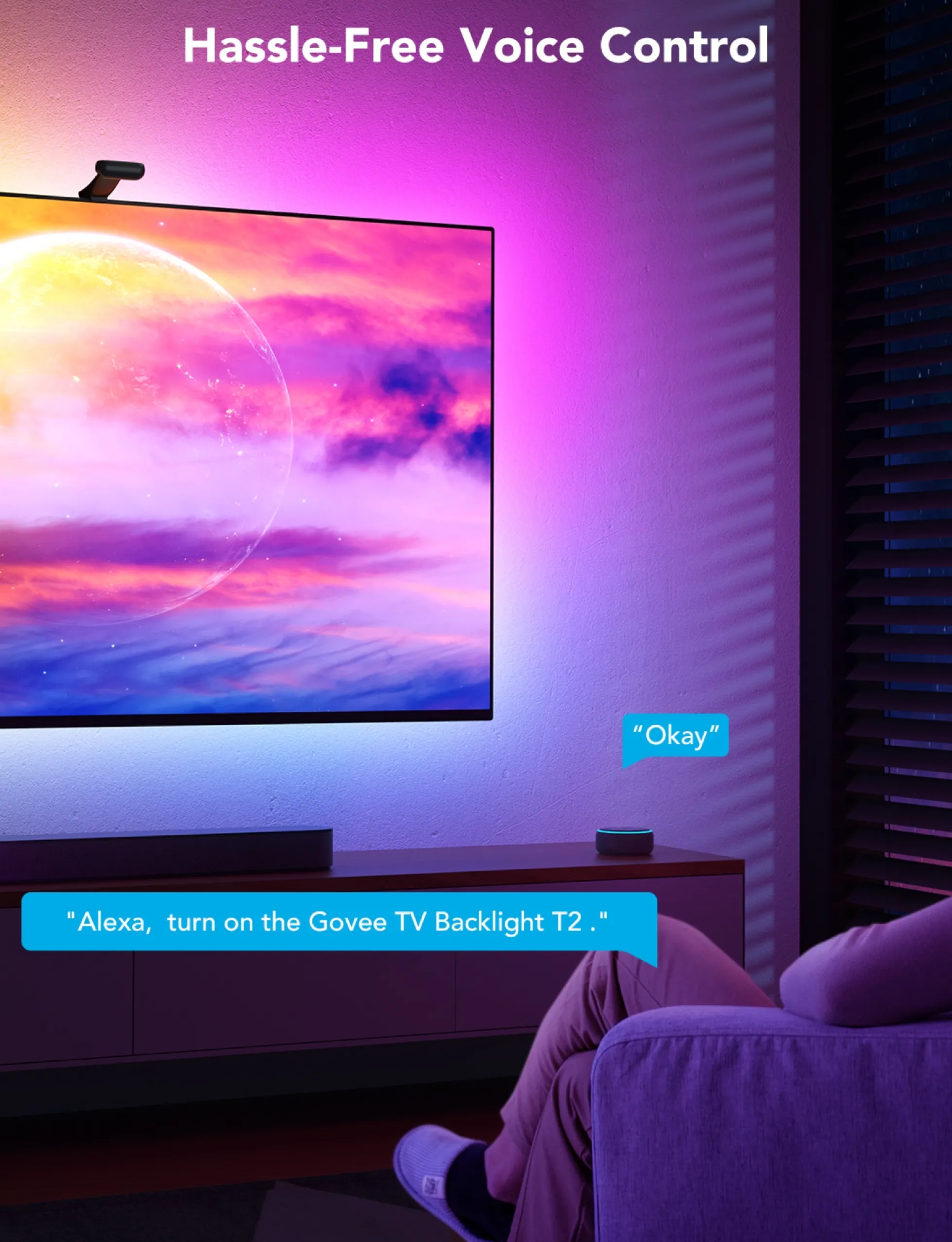 Govee Envisual TV Backlight T2, Dual Cameras, komplet TV-baggrundsbelysning, Bluetooth, WiFi