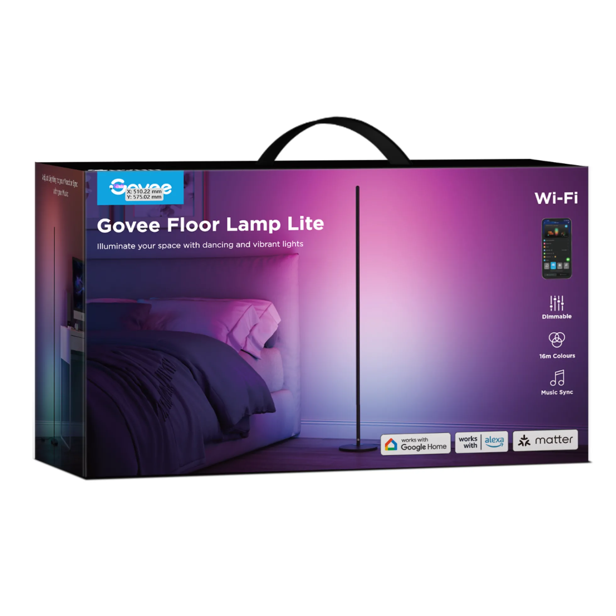 Govee Floor Lamp Lite, gulvlampe, Matter + Bluetooth, sort
