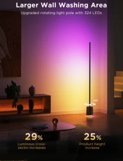 Govee Floor Lamp Pro med højtaler, RGBICWW, Bluetooth, WiFi, sort