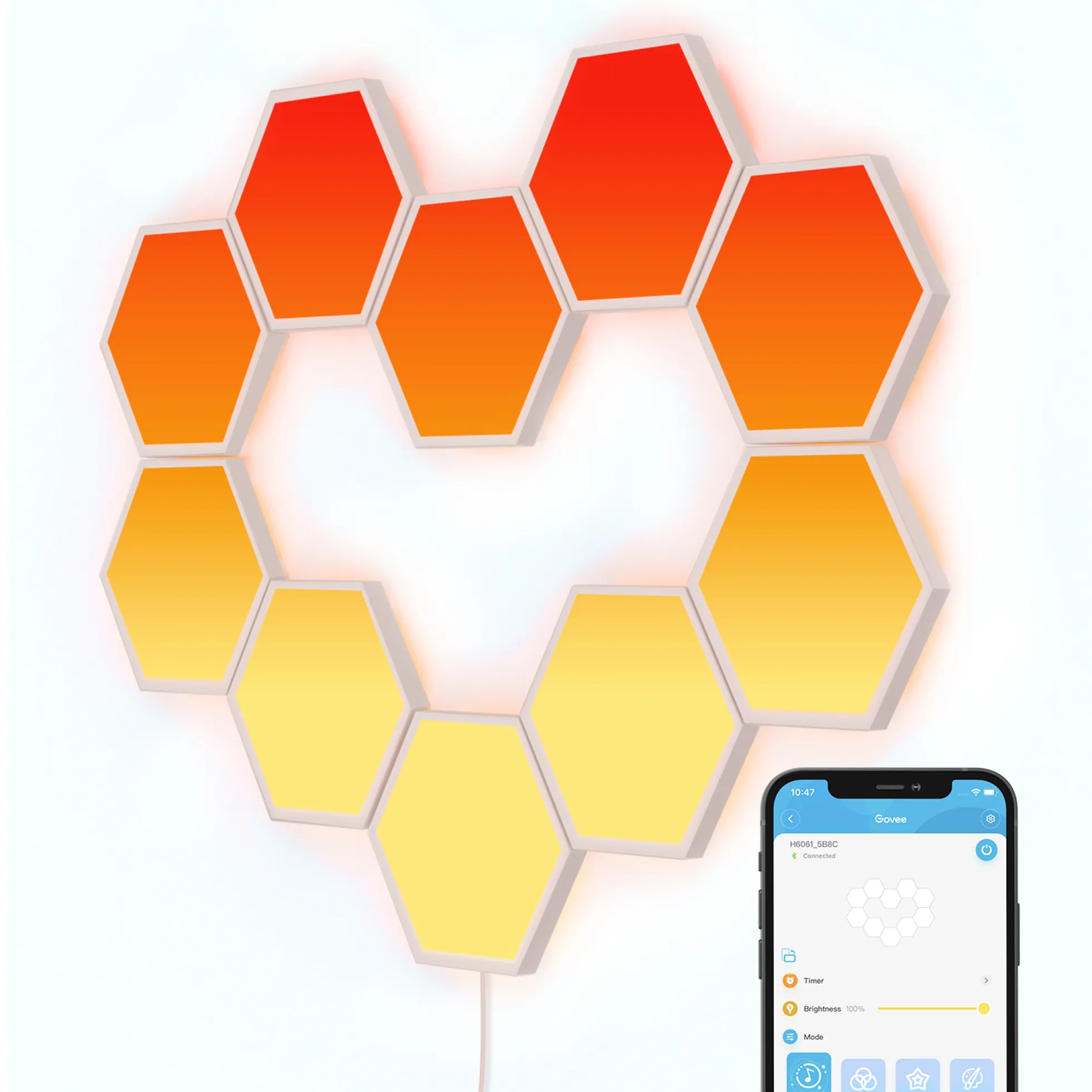 Govee Glide Hexa Light Panels, Bluetooth, WiFi - 10-pak