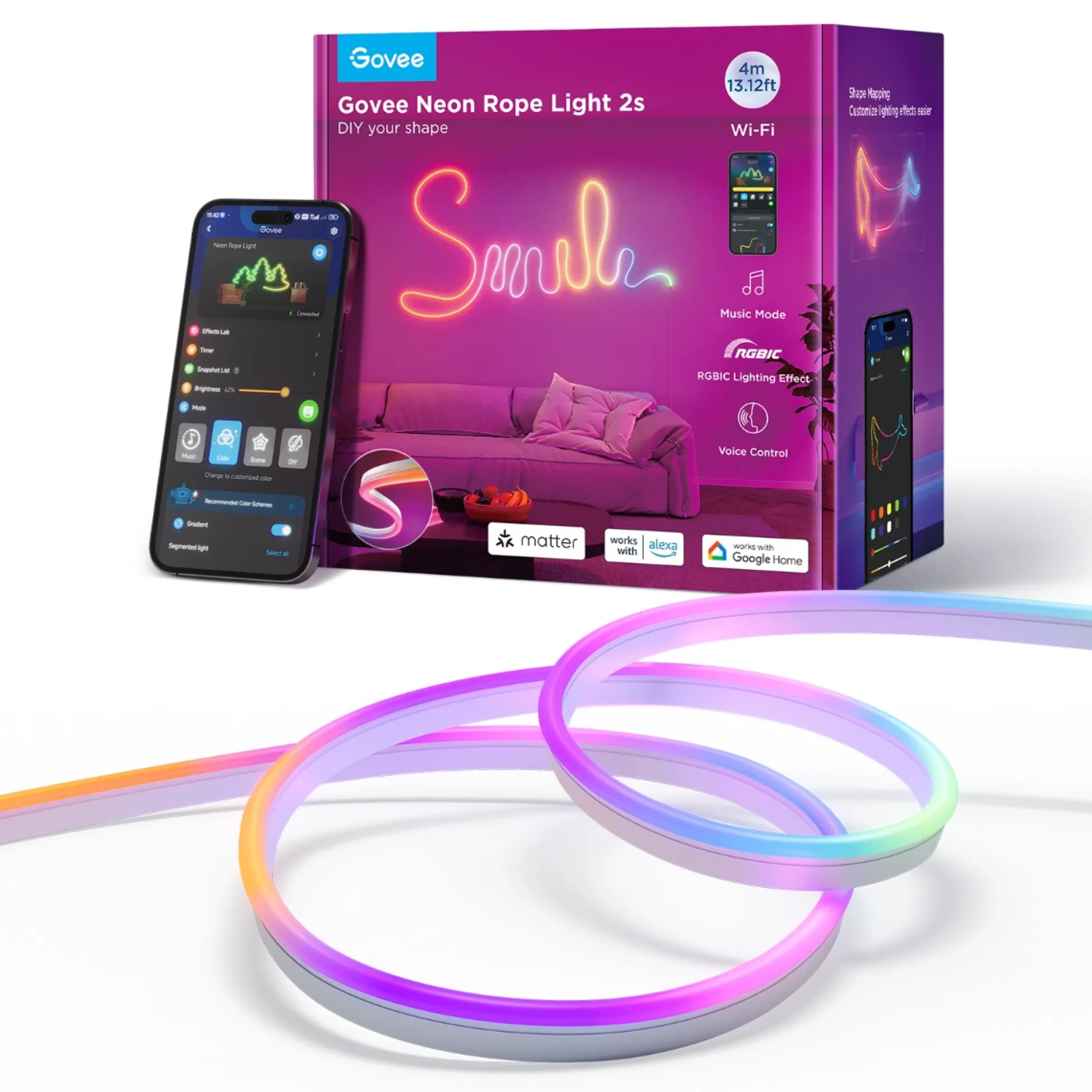 Govee Neon Rope Light 2, Matter, 4 Meter