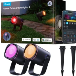 Govee Outdoor Spotlights 2-pak, udendørs spotlights på spyd, sort