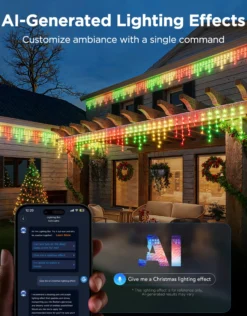 Govee RGBIC Icicle Ligths, smart udendørs lyskæde, istap, WiFi, 10 meter