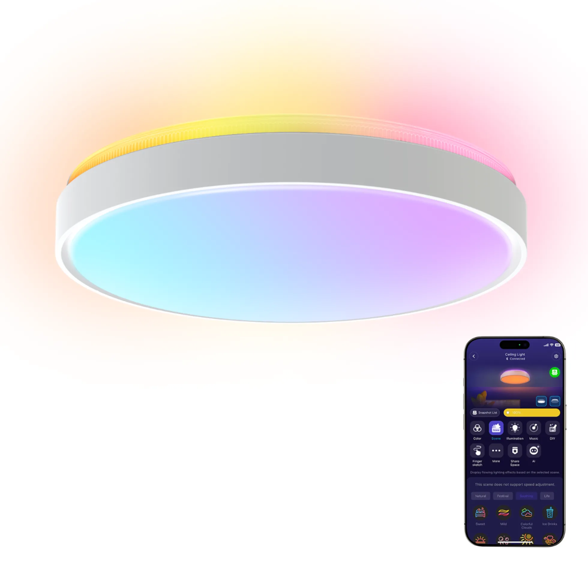 Govee Round Smart Ceiling Light, rund plafond, 38 cm, hvid