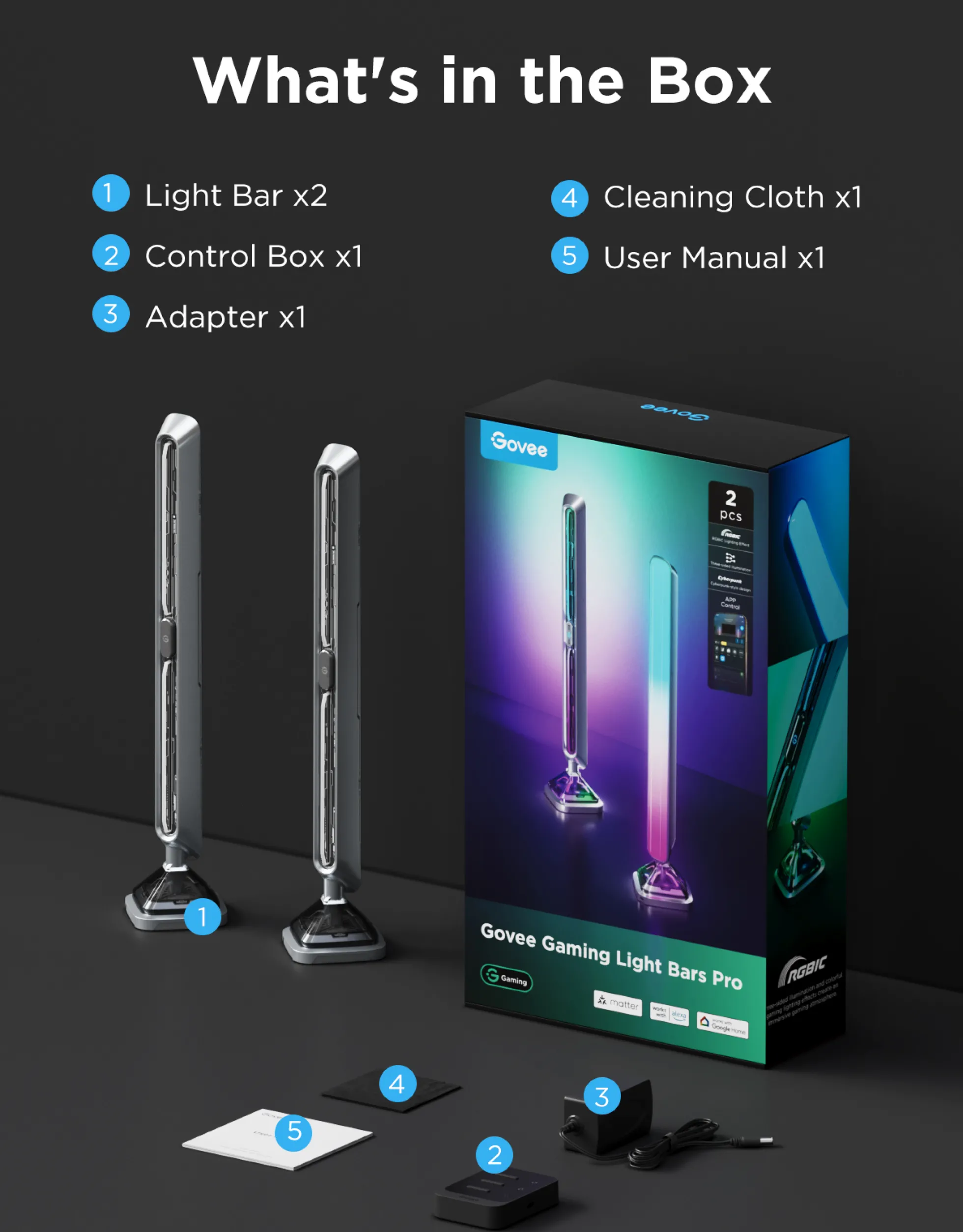 Govee Smart Gaming Light Bars Pro, gamer lys
