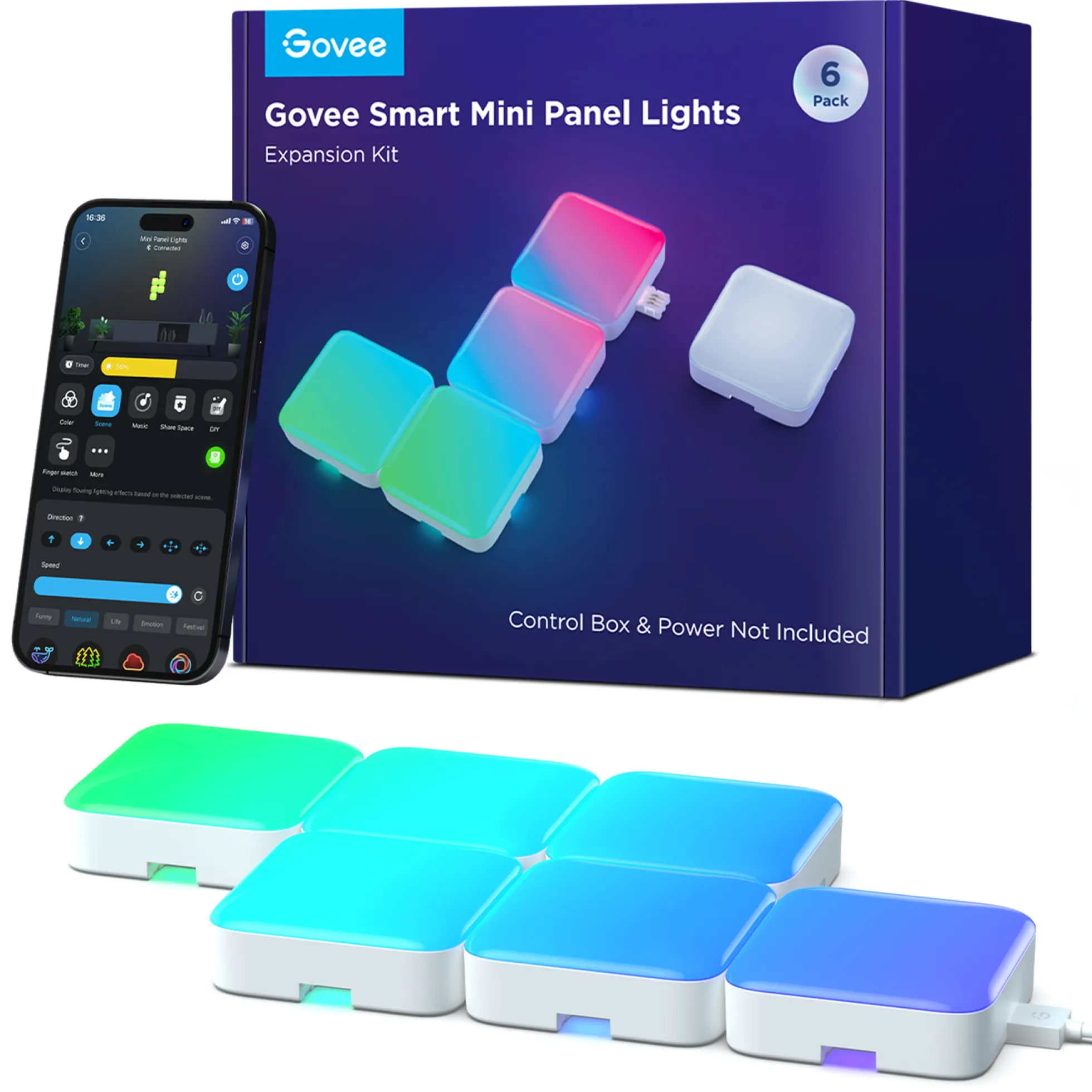 Govee Smart Mini Panel Lights Extension 6-pak