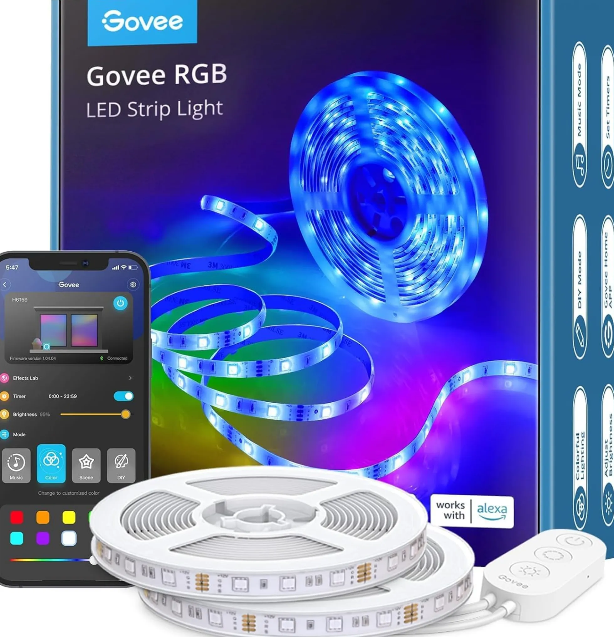 Govee Smart RGB LED Strip, Bluetooth, WiFi