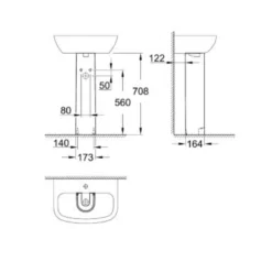 Grohe Bau Ceramic, søjle til håndvask, 708 mm, hvid