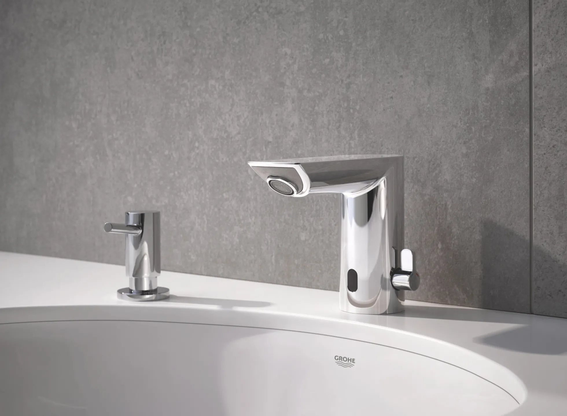 Grohe Bau Cosmopolitan E håndvaskarmatur, berøringsfri, 6V, krom