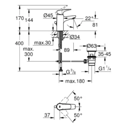 Grohe BauFlow håndvaskarmatur, S-Size, krom