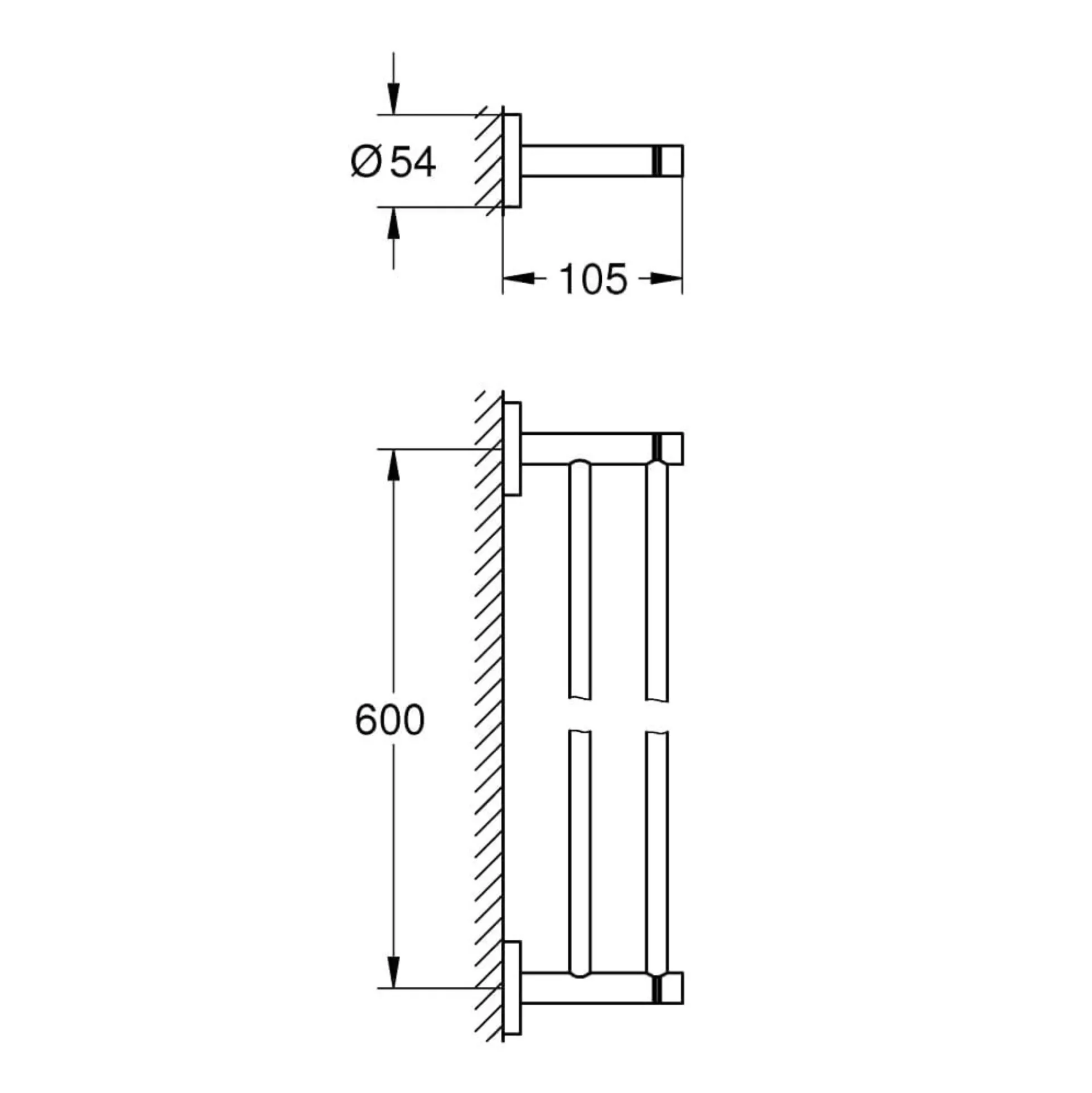 Grohe Essentials håndklædestang, dobbelt, 60 cm