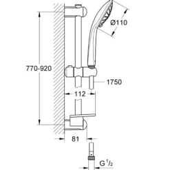 Grohe Euphoria Massage 110 mm brusestangsæt, 900mm brusetang, børstet hard graphite