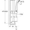 Grohe Euphoria Mono 110 mm brusestangsæt, 620mm brusetang, krom