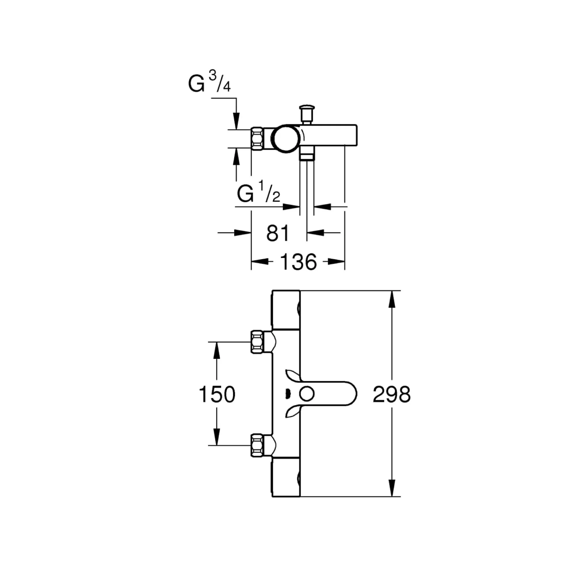 Grohe Grohtherm 800 Cosmopolitan termostat til brus, krom