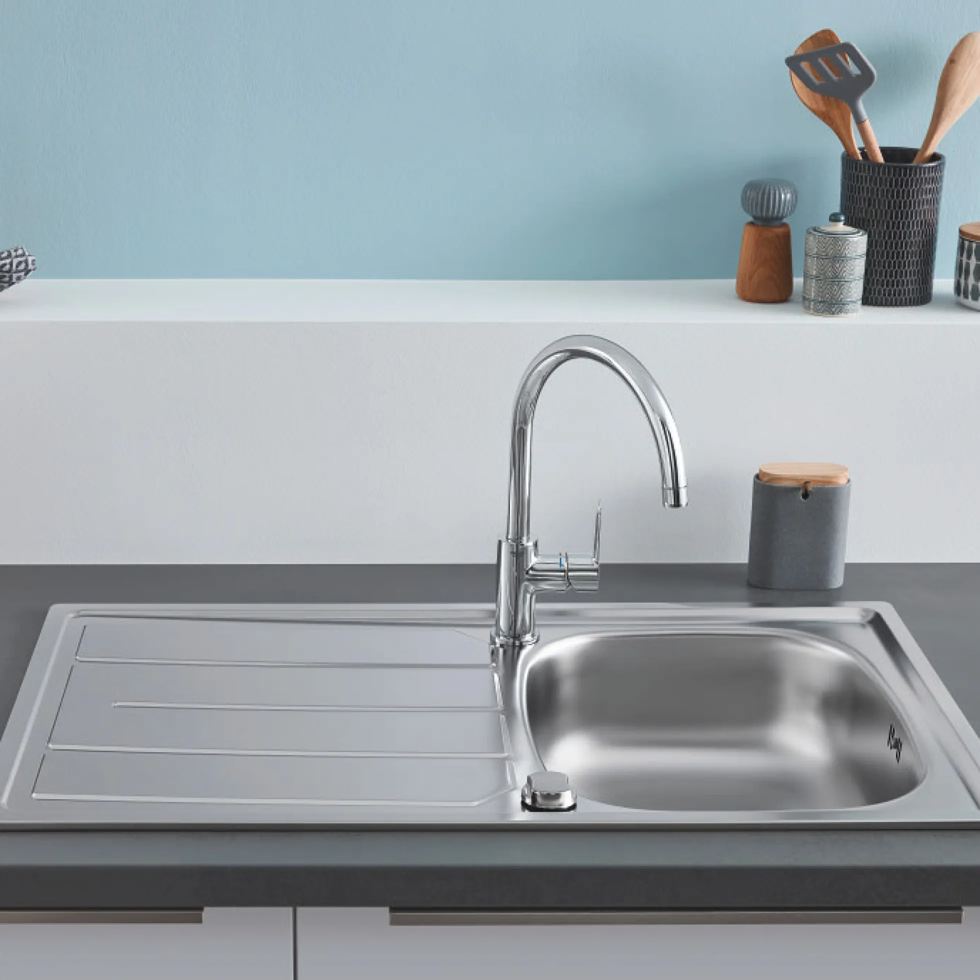 Grohe K200, køkkenvask i rustfrit stål, nedfældet, 860x500mm
