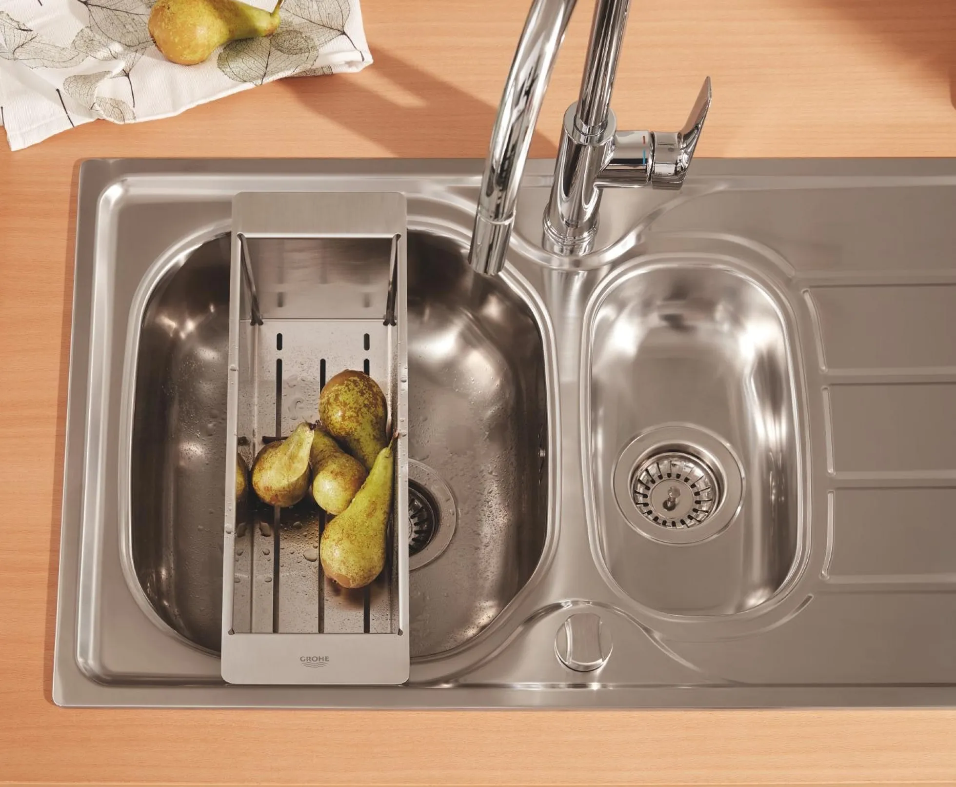 Grohe K200, køkkenvask i rustfrit stål, nedfældet, 965x500mm
