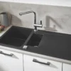Grohe K500, kompositvask med afløbsbakke, standard indbygning, sort