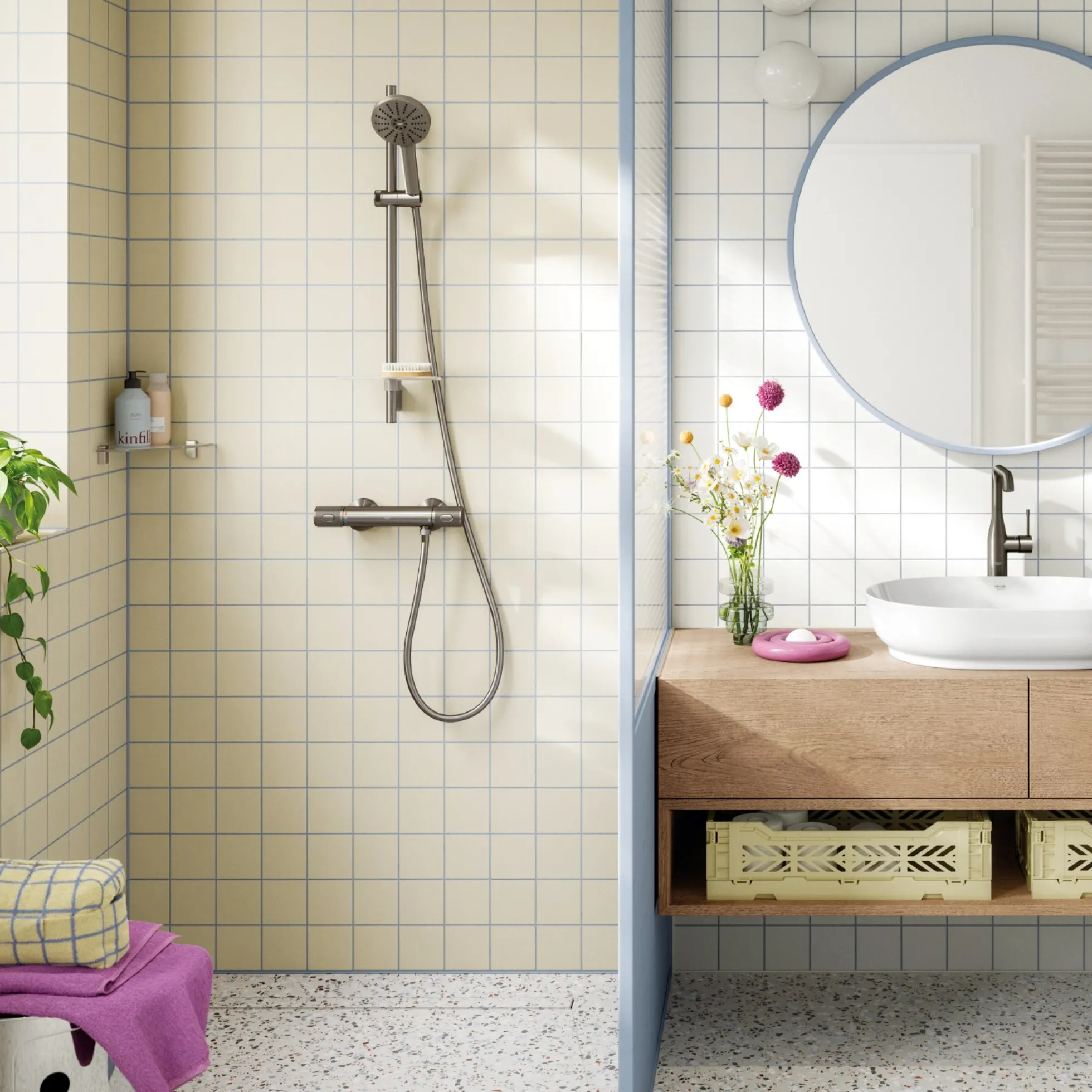 Grohe Rainshower SmartActive brusestang, børstet hard graphite