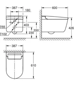 Grohe Sensia komplet showertoilet system, skjulte toiletcisterner, hvid