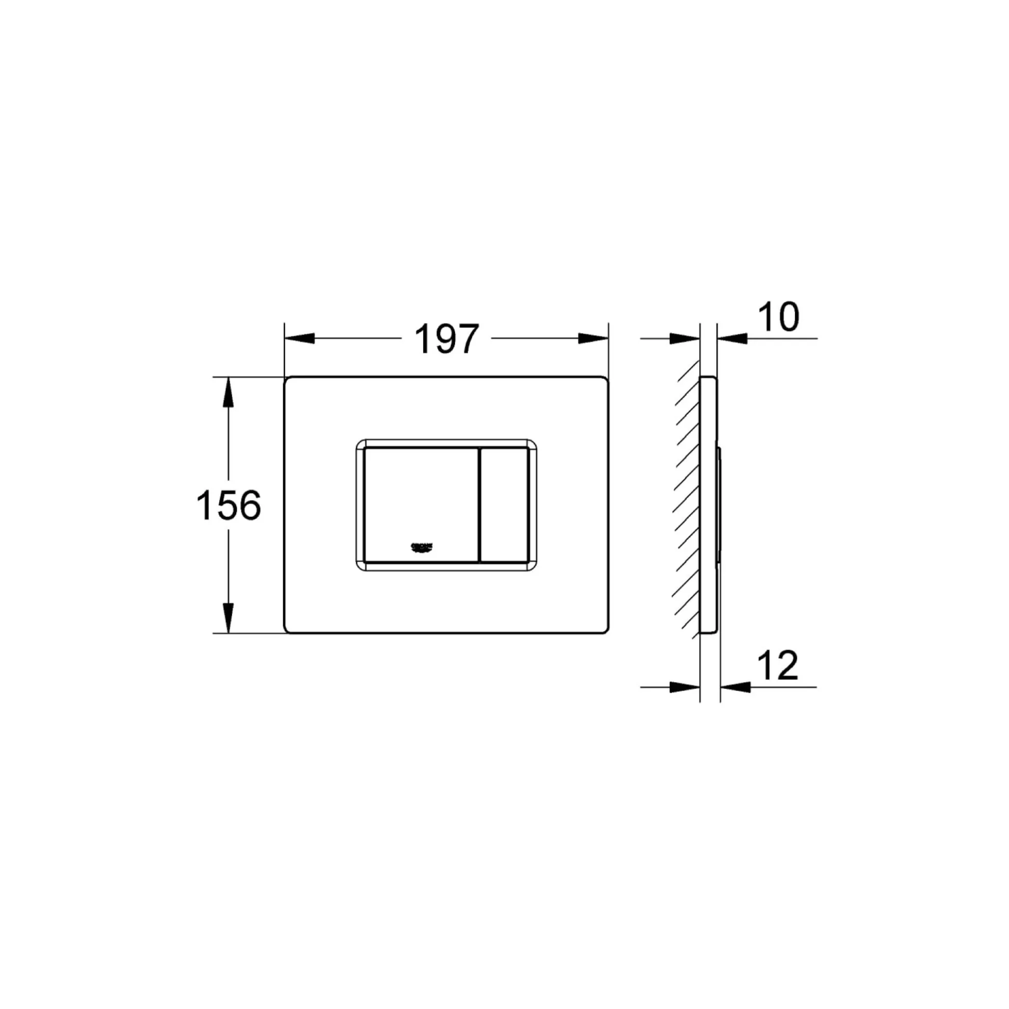 Grohe Skate Cosmopolitan betjeningsplade, dual flush, Start/stop, pneumatisk, 156 x 197 mm, krom, børstet rustfrit stål