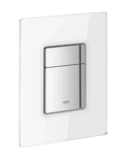 Grohe Skate Cosmopolitan betjeningsplade, med glas overflade, hvidt glas, til 2-skyls og start/stop, pneumatisk, 156 x 197 mm