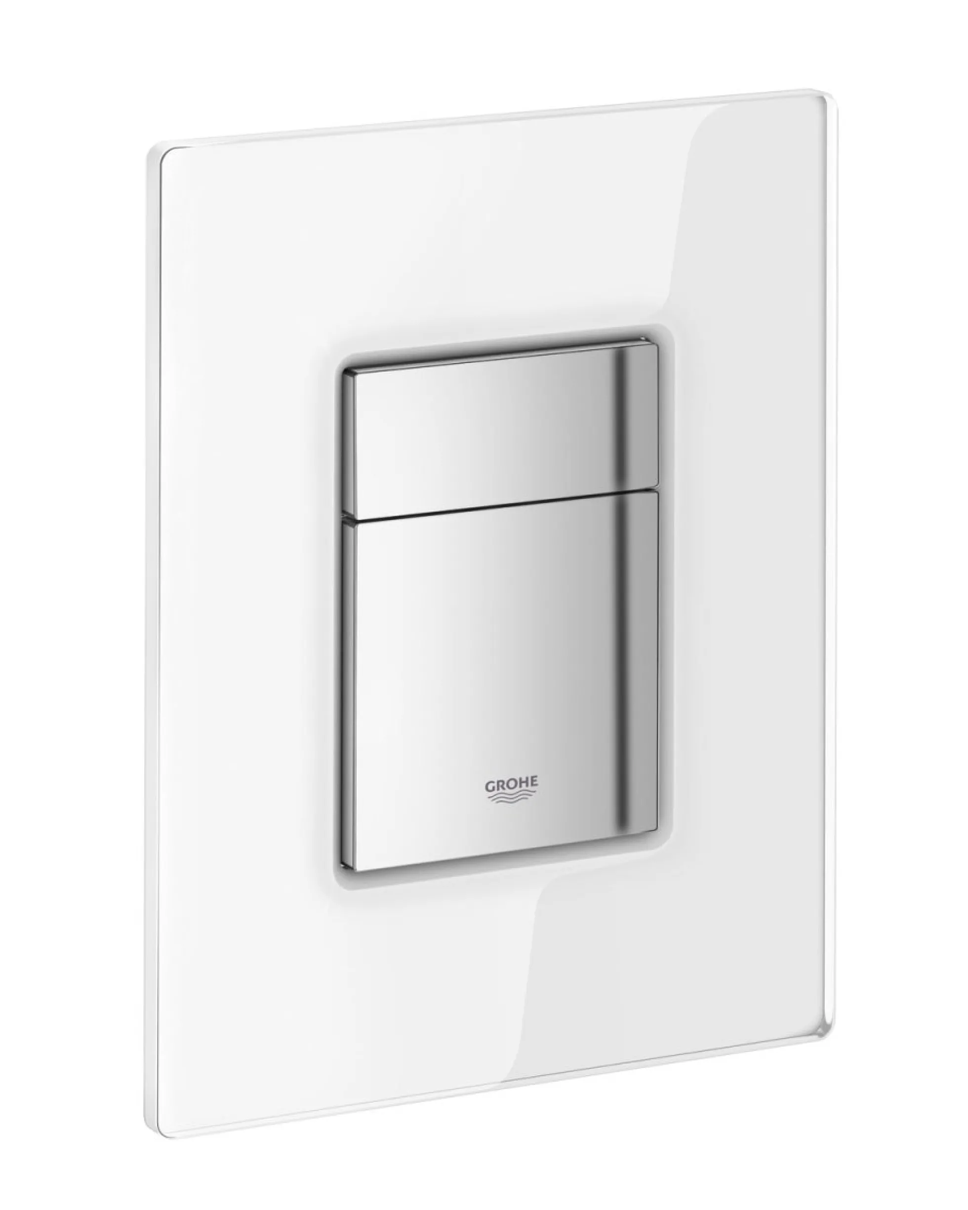 Grohe Skate Cosmopolitan betjeningsplade, med glas overflade, hvidt glas, til 2-skyls og start/stop, pneumatisk, 156 x 197 mm
