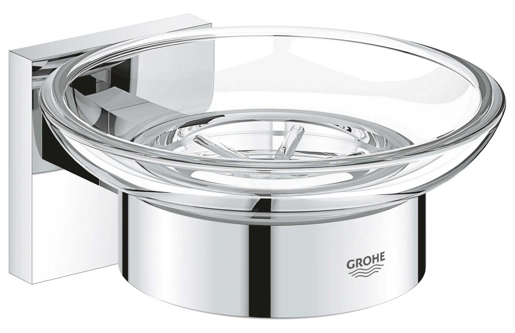 Grohe Start Cube sæbeskål med holder, glas/metal