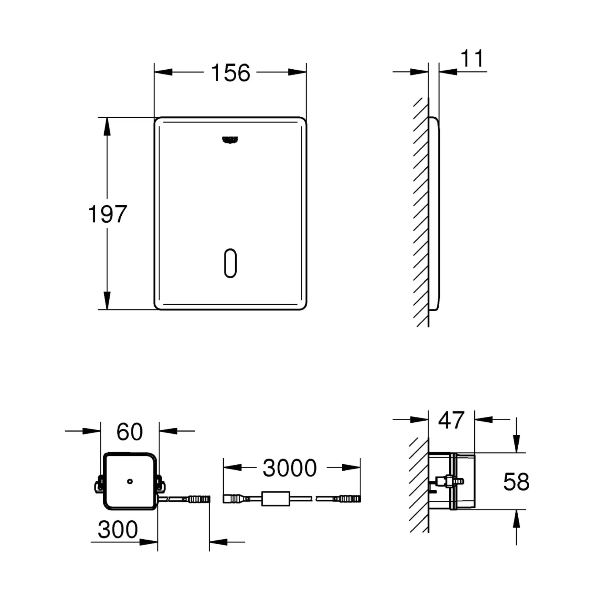 Grohe Tectron Skate elektronisk armatur WC, 240V, rustfrit stål