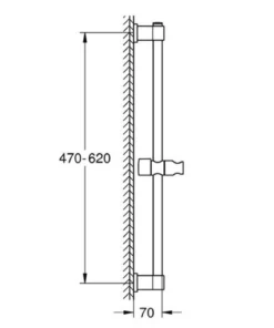 Grohe Vitalio Universal brusestang, 600 mm, krom