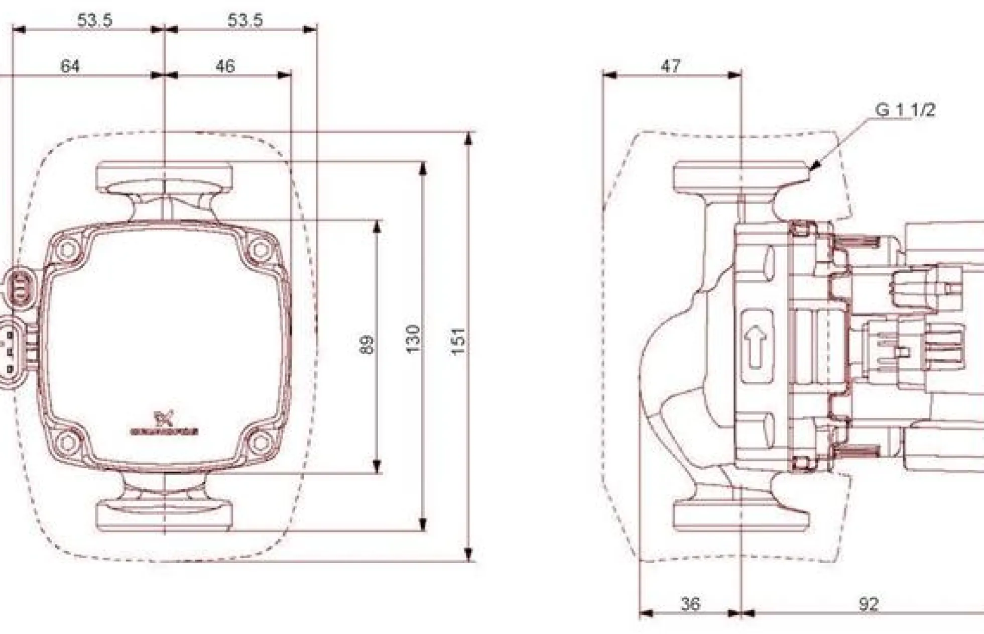 Grundfos ALPHA2 GO K, 25-75, 130 mm, cirkulationspumpe