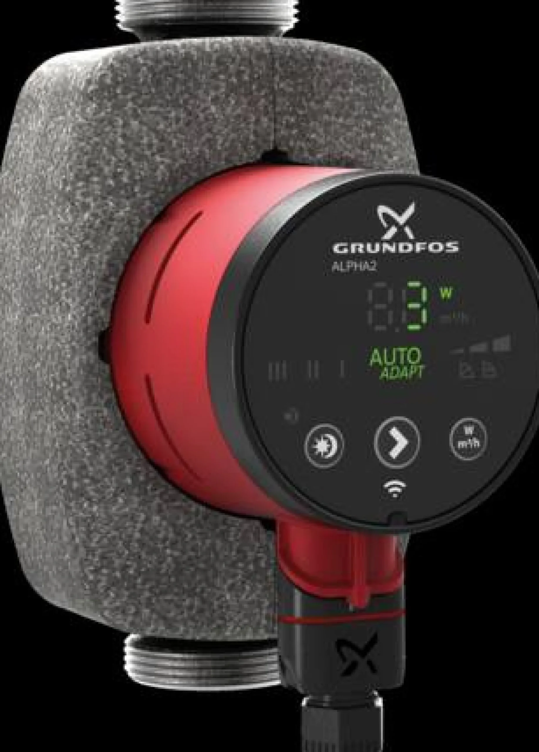 Grundfos Alpha2 25-40 N 180, 1x230V, 1 1/2" tilslutning, rustfrit stål