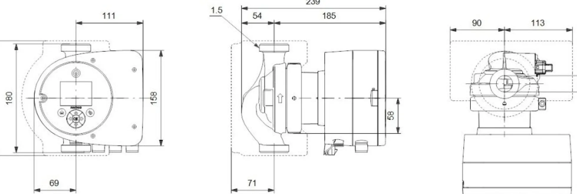 Grundfos MAGNA3 25-40 180 mm, cirkulationspumpe