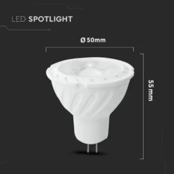 GU5.3 LED spotpære, 6,5W, 12V DC, MR16, Samsung LED chip, 450 lumen, 3000K, IP20 - V-Tac
