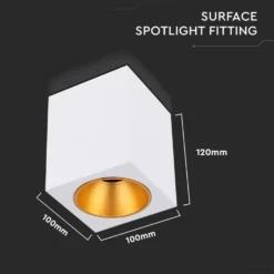 GU10 påbygning lampe, kvadrat, hvid, V-Tac Pro Serie