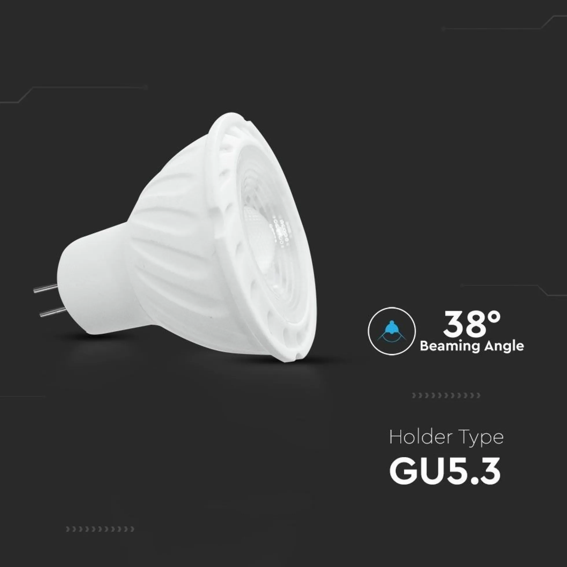 GU5.3 6,5W LED spotpære - 12V, Samsung LED chip, MR16, varm kulør