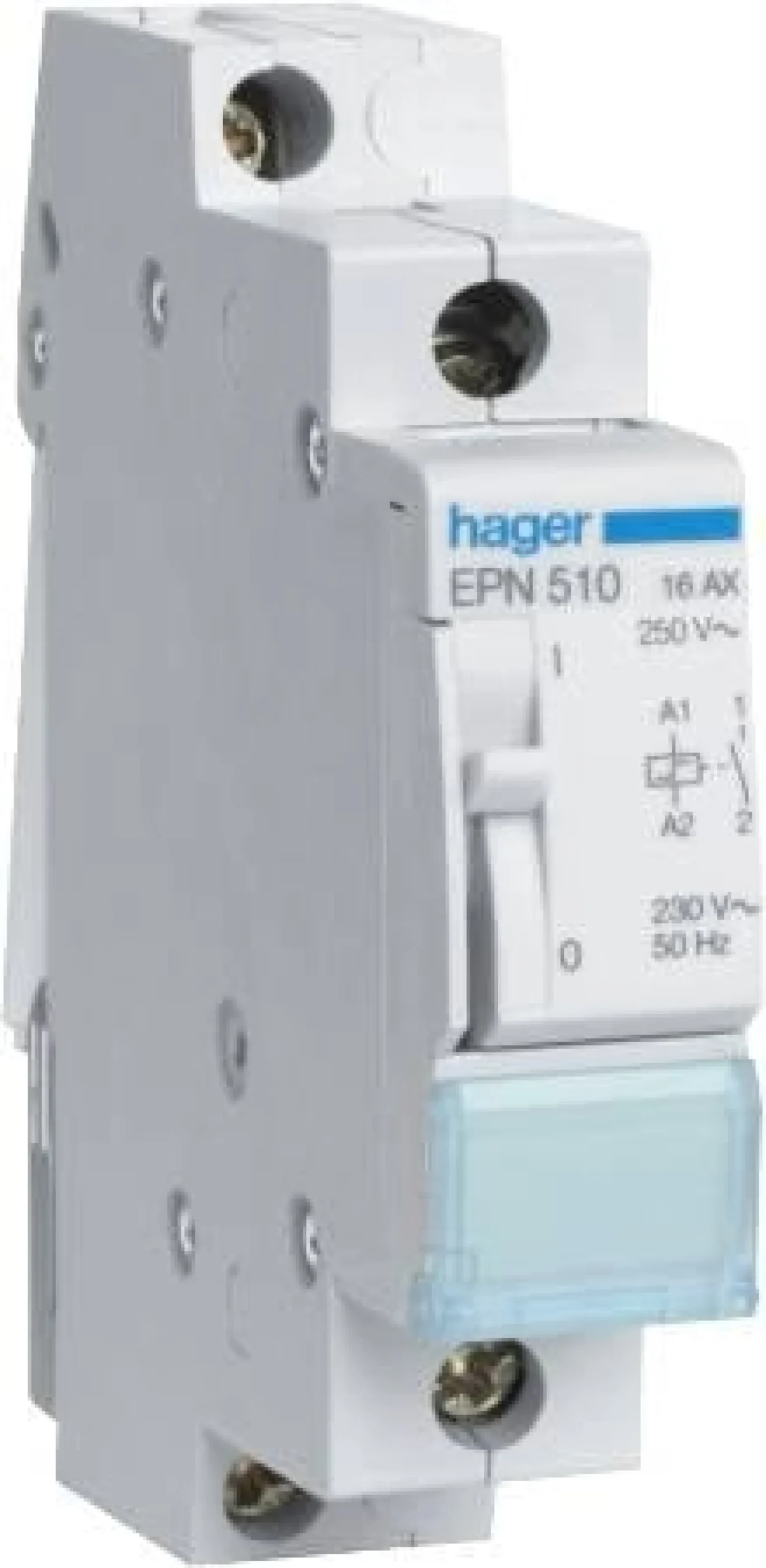 Hager EPN510 – Kiprelæ, 16A, styrespænding 230Vac, 1 slutte, 1 modul bred
