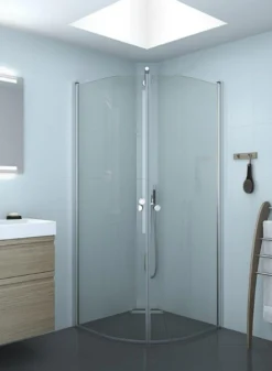 Halvrund svingdør 89-91 CM klart glas