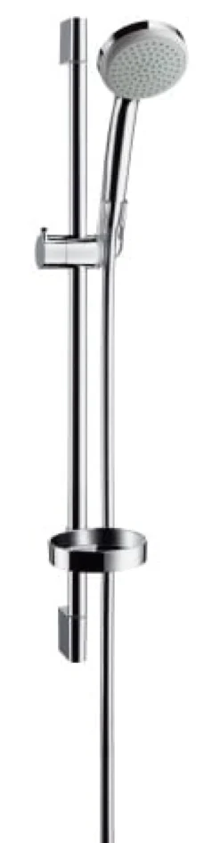 Hansgrohe Croma 100 1jet brusesæt, Unica'C bruserstang 65 cm, Isiflex bruserslange 1600 mm, Casetta'C sæbeskål, krom (restsalg)