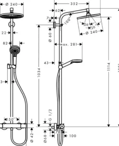 Hansgrohe Crometta S 240 1jet Showerpipe med termostat, krom