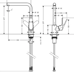 Hansgrohe Focus 280 køkkenarmatur, L-tud, 1-grebs, mat sort