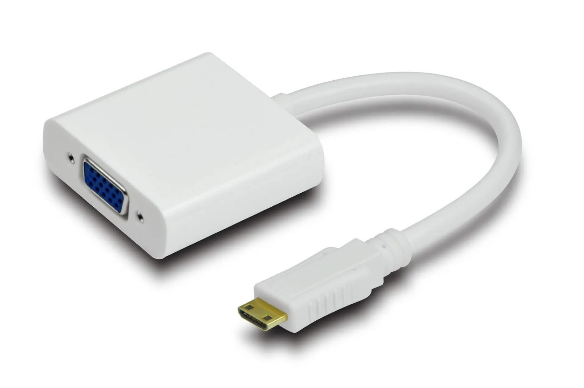 HDMI mini til VGA adapter, 19C, M-F, hvid, understøtter 1920 x 1080p@60Hz