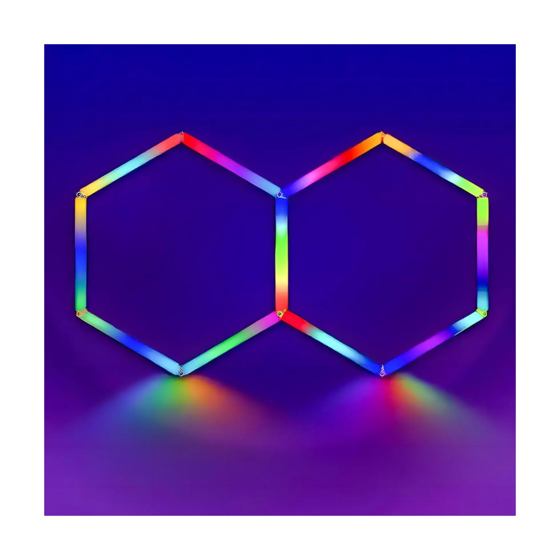 Hexagon LED-lys color, 2 felter, komplet sæt, 37W, RGBIC, inkl. bluetooth controller og strømforsyning