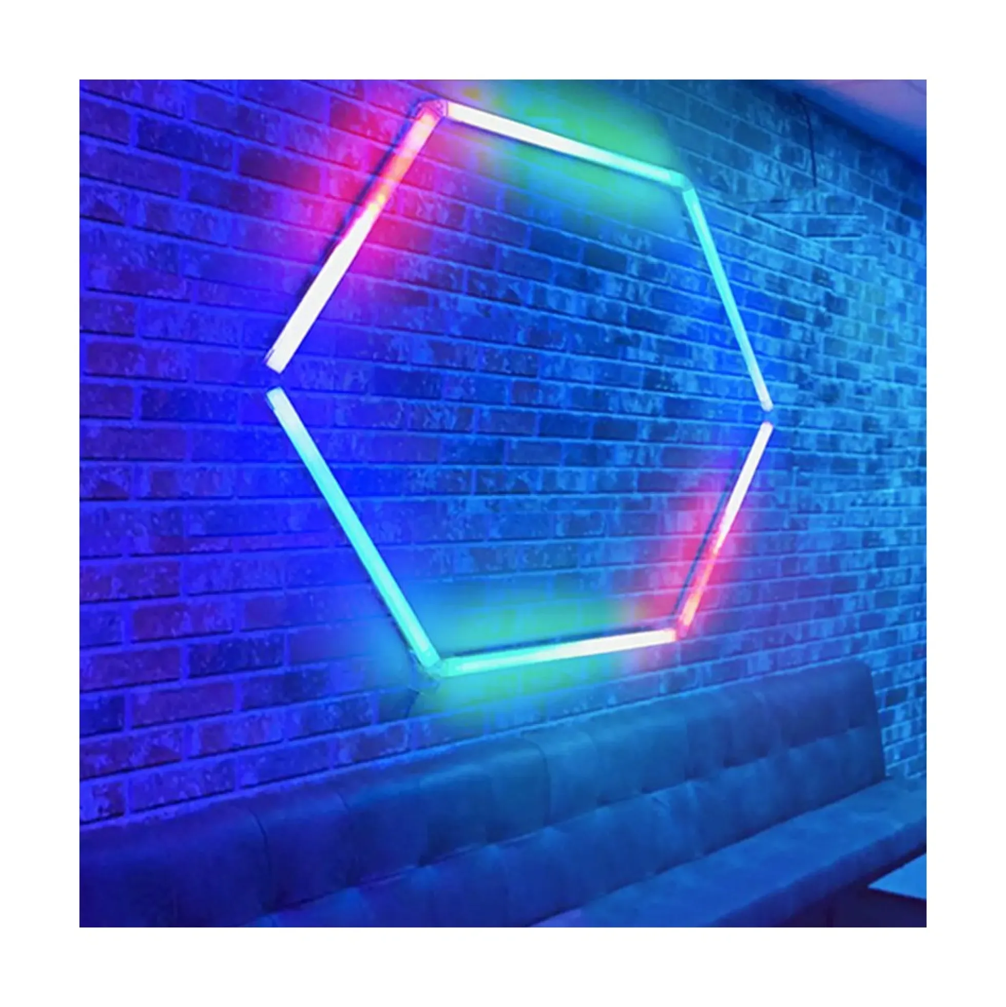 Hexagon LED-lys color, 1 felt, komplet sæt, 20W RGBIC, inkl. bluetooth controller og strømforsyning