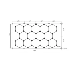Hexagon LED-lys, 14 felter, komplet sæt, 591W, RA95, 5000K, 53000 lm, 230V
