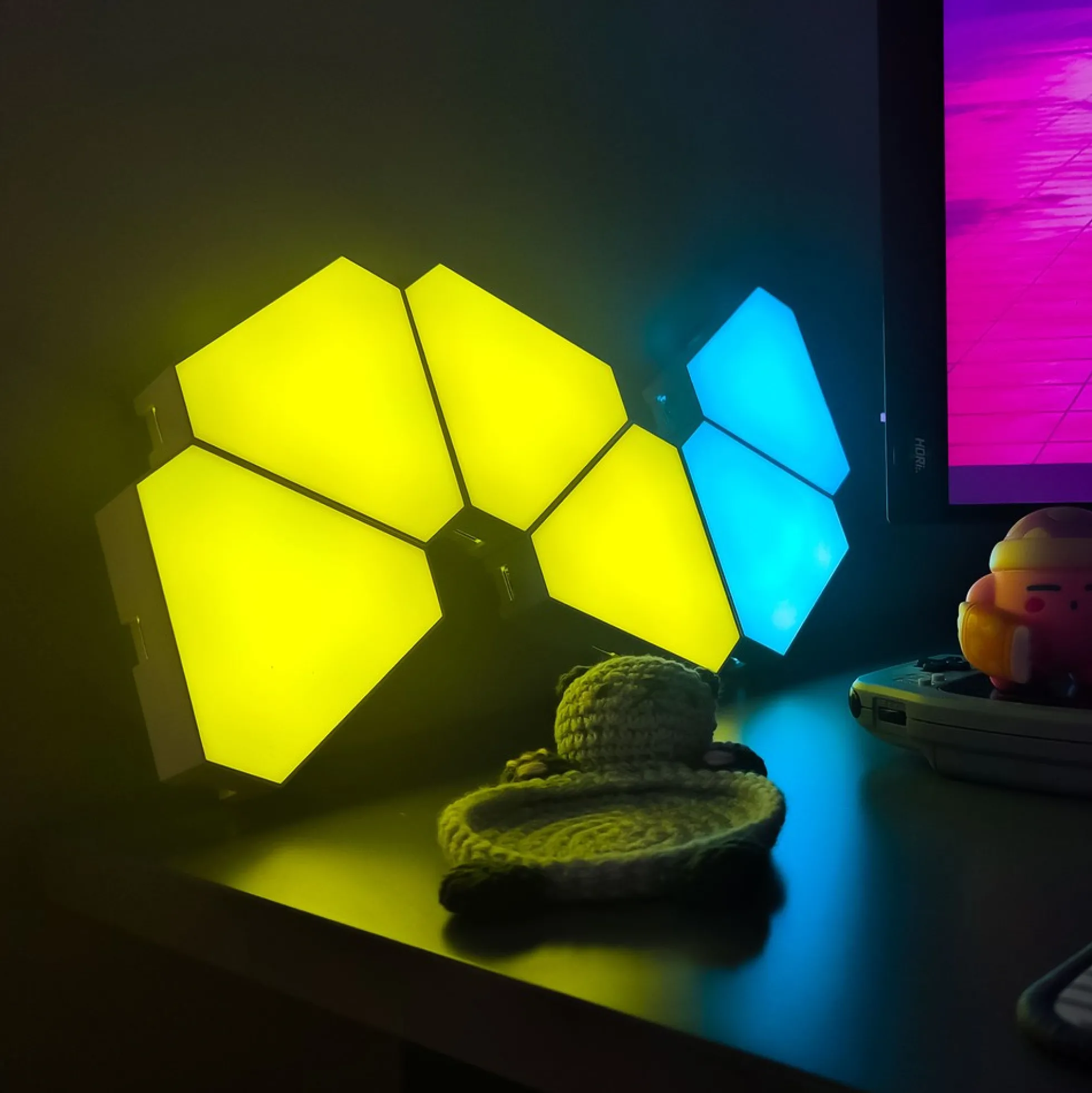 Hexagon tri panels, RGBIC, fjernbetjening, app styring, gamer vægbelysning