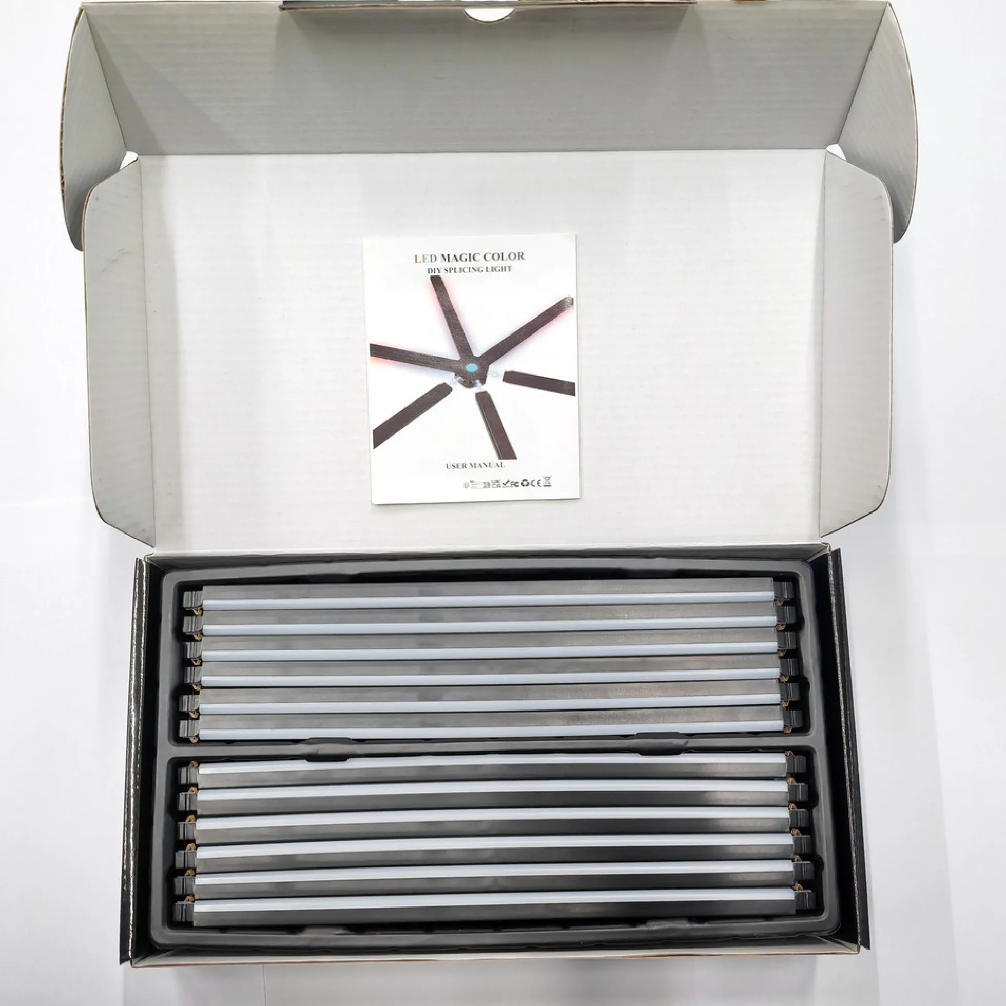 Hexa-Light RGBIC komplet sæt - 9 lysskinner, Vægmonteret, Bluetooth app styring, USB
