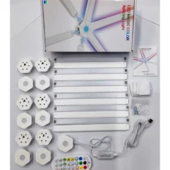 Hexa-Light RGBIC komplet sæt, 9 lysskinner, vægmonteret, Bluetooth app styring, USB, sort
