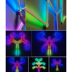Hexa-Light RGBIC komplet sæt, 9 lysskinner, vægmonteret, Bluetooth app styring, USB, sort