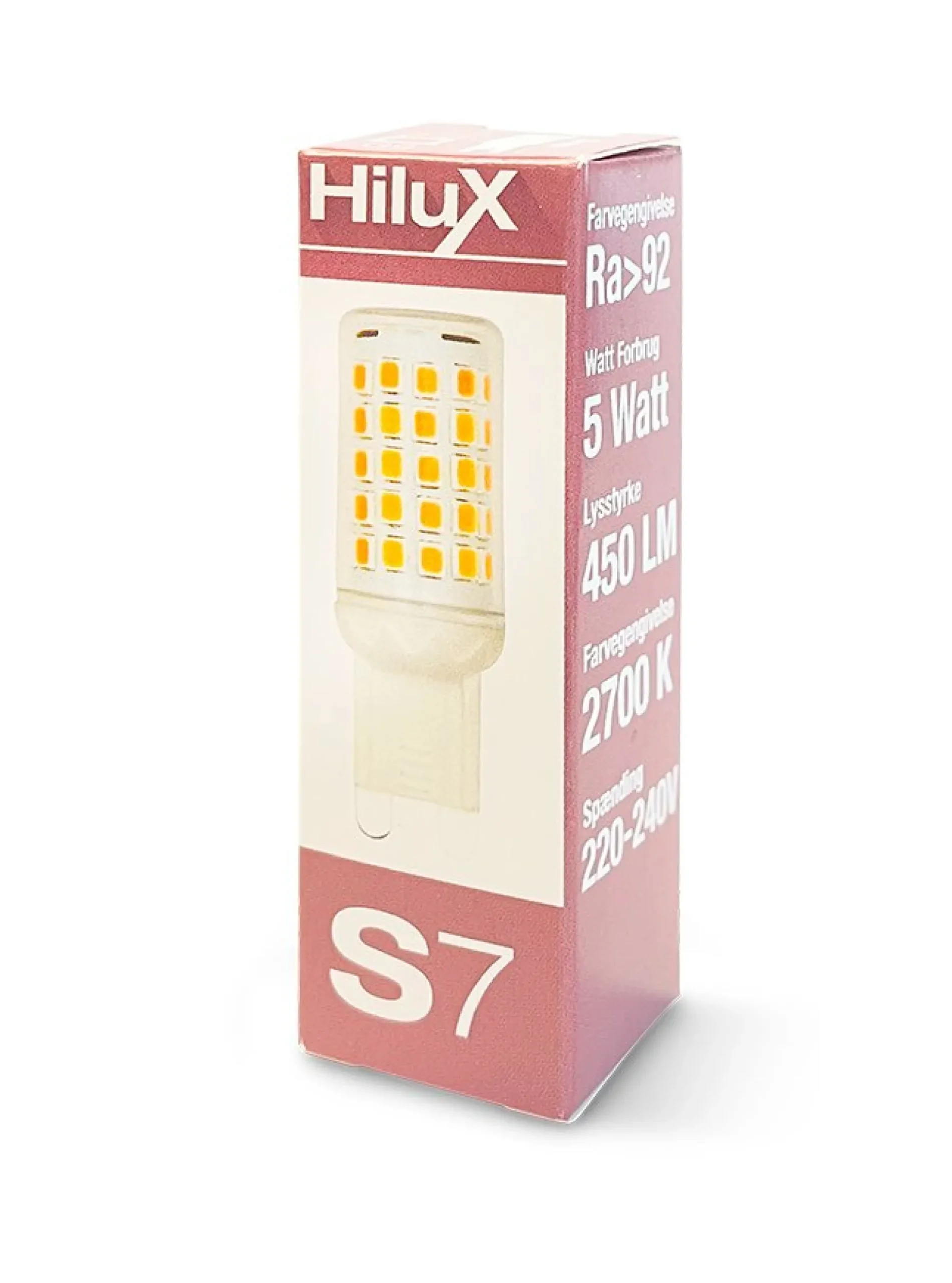 HiluX S7 LED stiftpære, G9, V.2, Ra92, dæmpbar