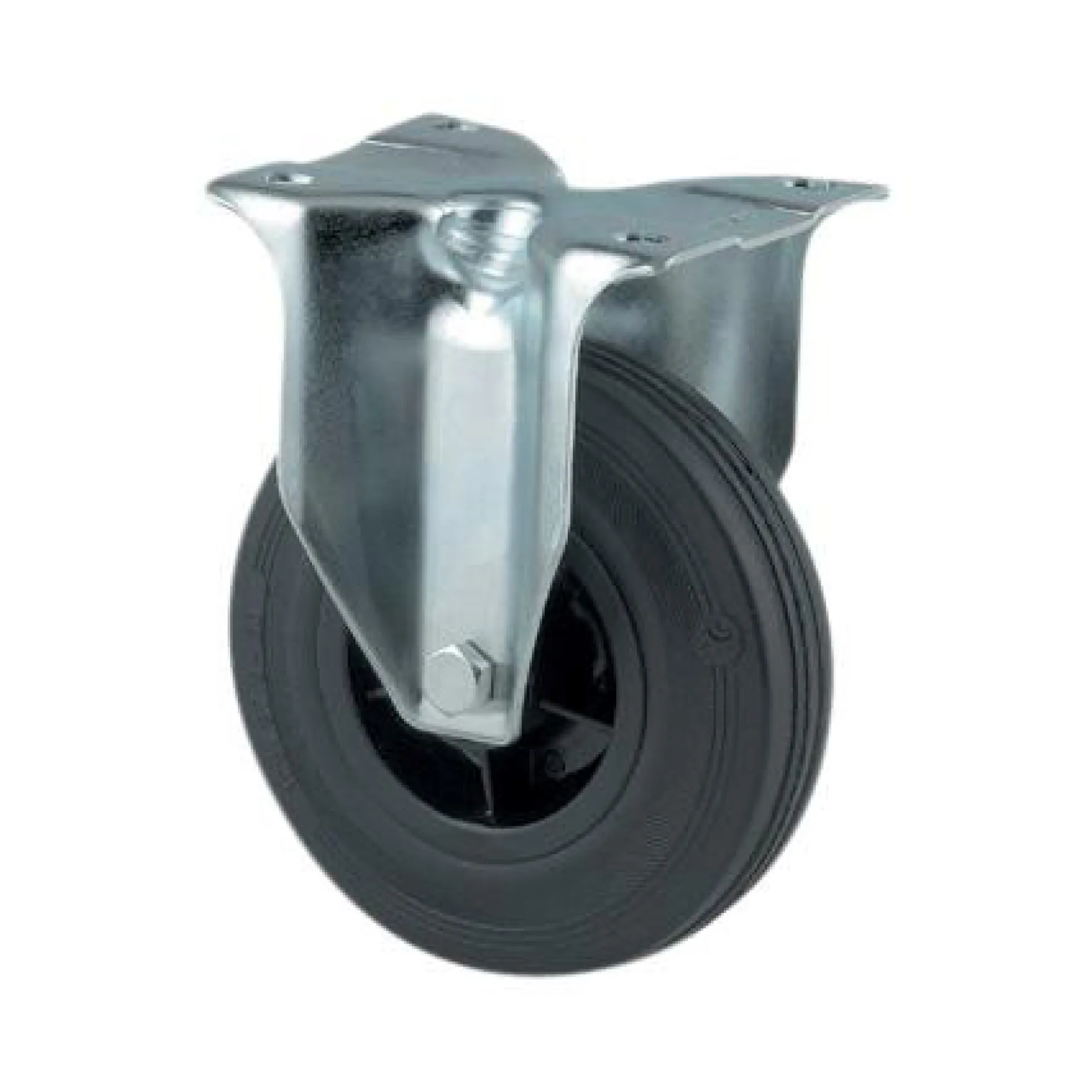 Hjul, fast, 100 mm, gummi, plade, 75 kg, 3478PVRP62